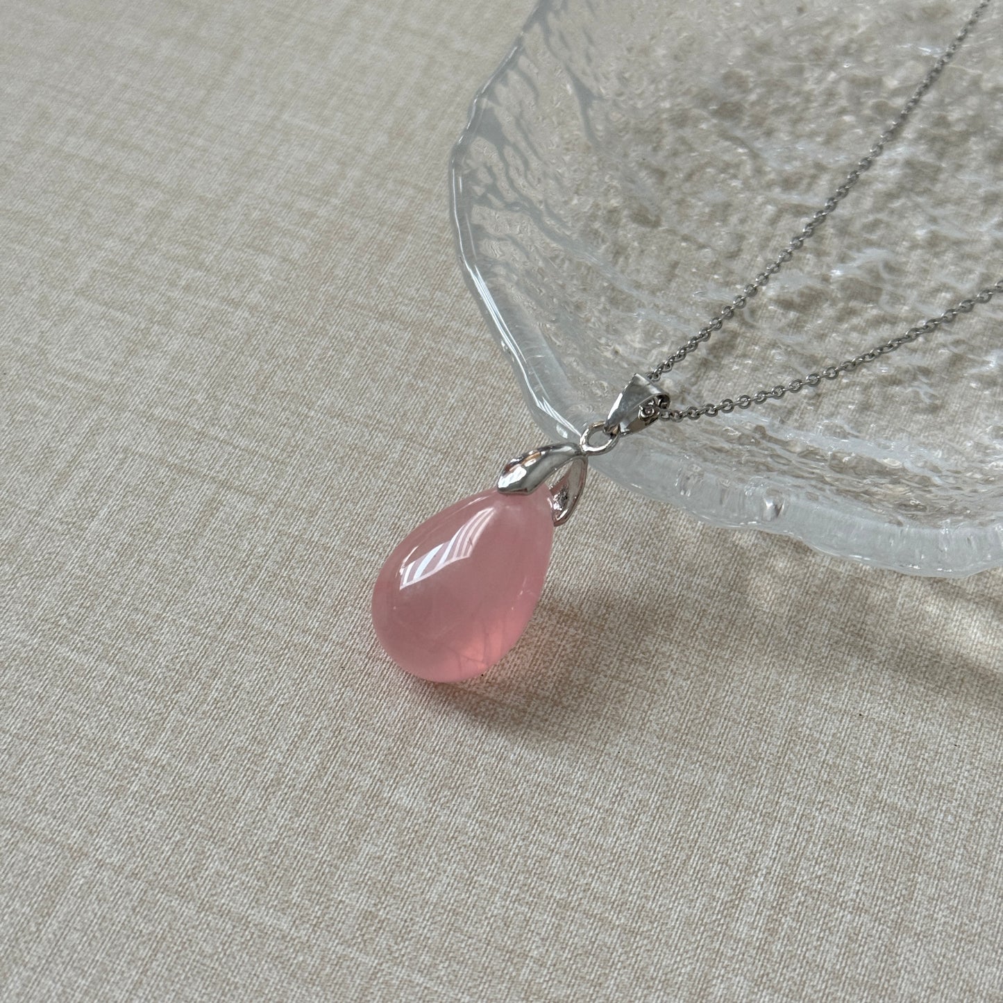 Gemmy Madagascar Pear Cut Rose Quartz Love Stone Pendant
