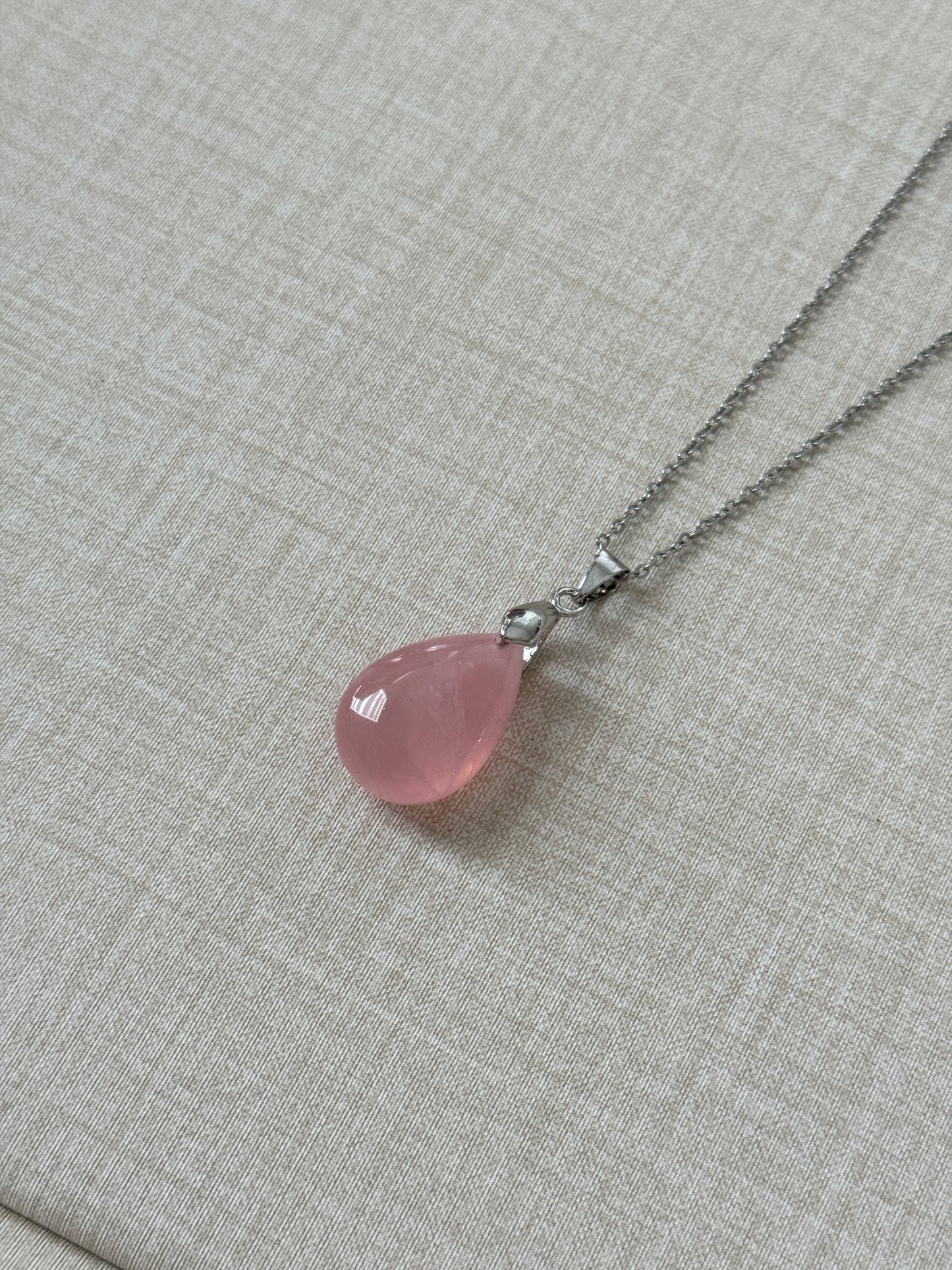 Gemmy Madagascar Pear Cut Rose Quartz Love Stone Pendant