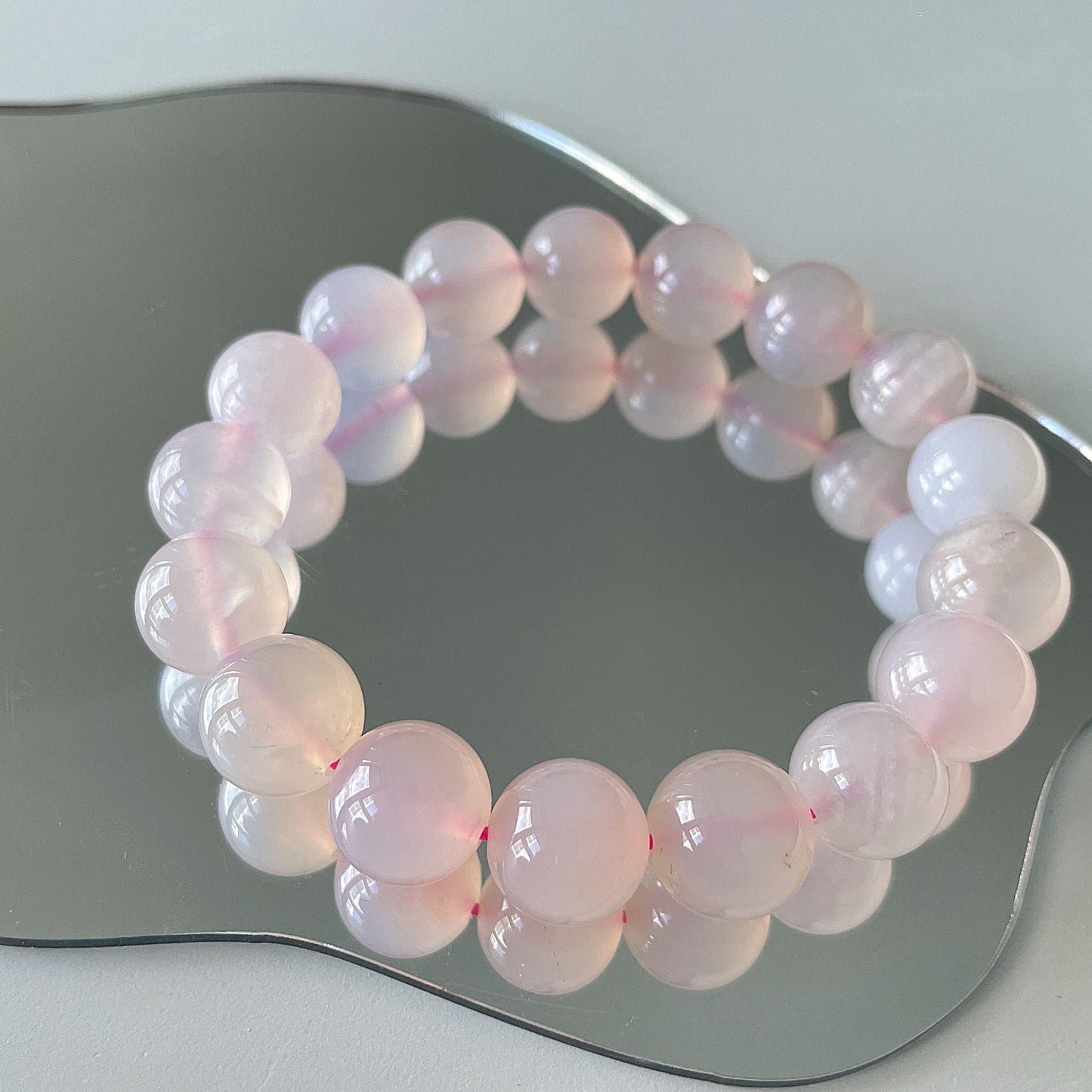 Pink Agate Bead Bracelet