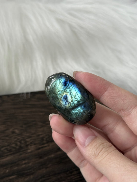 Labradorite Palm Stone Double Sided Flash