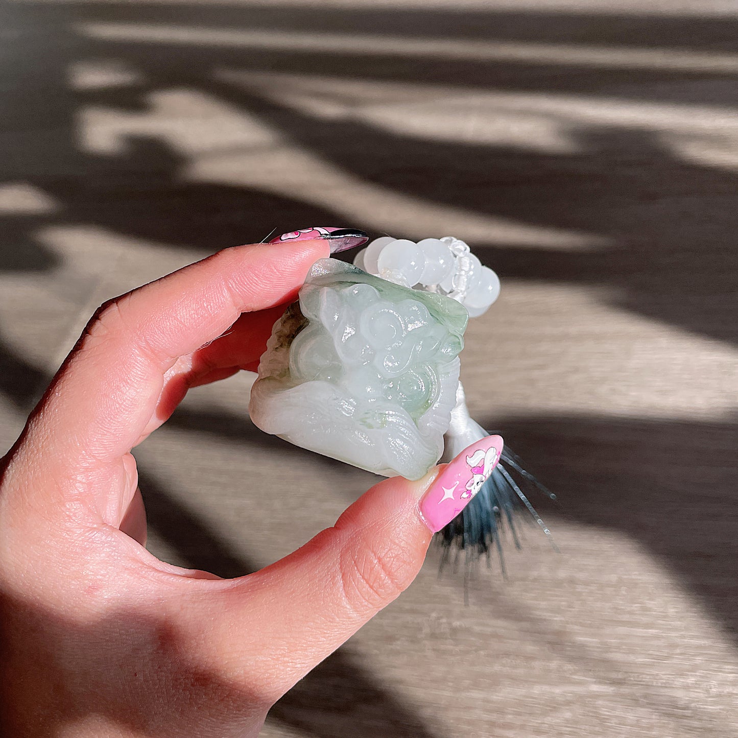 Tianshan Emerald Jade Gelang Kaki Kristal Jade Lion Sculpture 天山翠