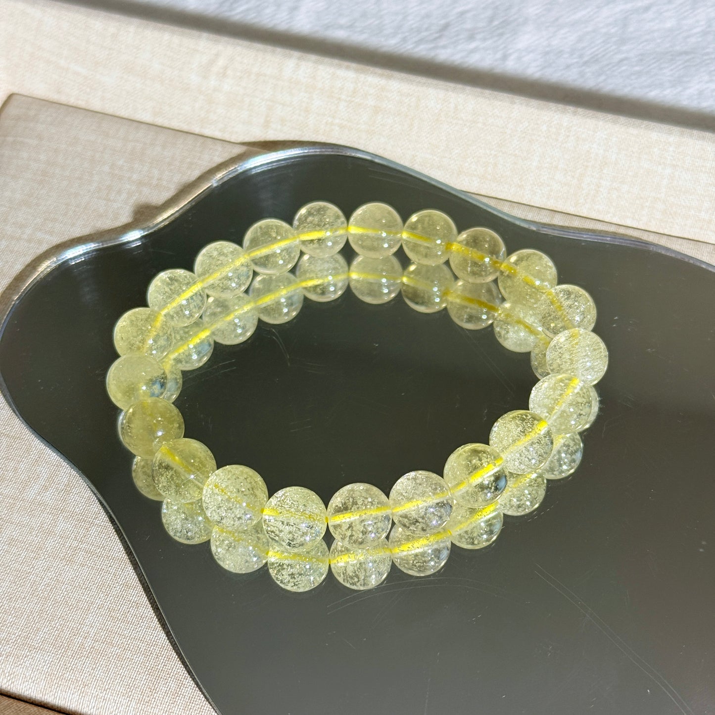 Collector Grade Libyan Gold Tektite Desert Glass 10mm Beaded Bracelet