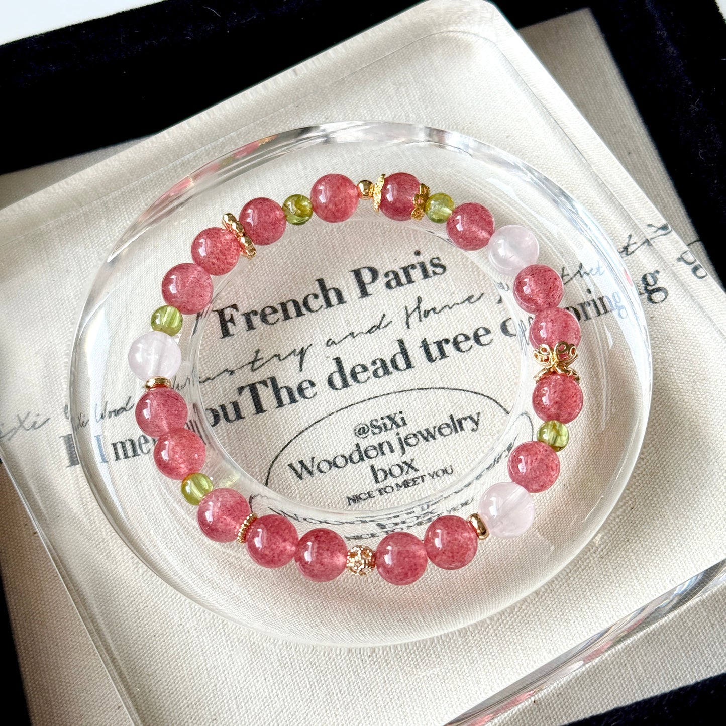 SPRING Strawberry Peridot Beaded Bracelet