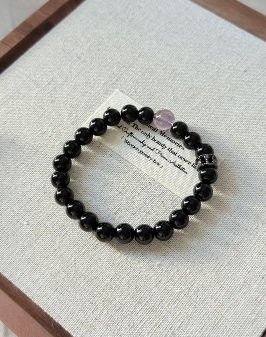 Obsidian Amethyst Beaded Bracelet