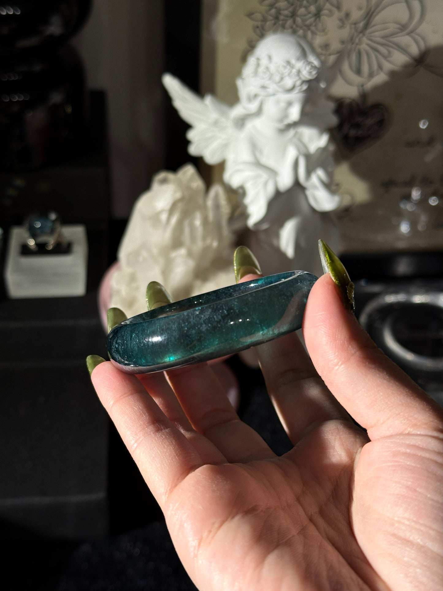 Dark Green Beryl Aquamarine Bangle