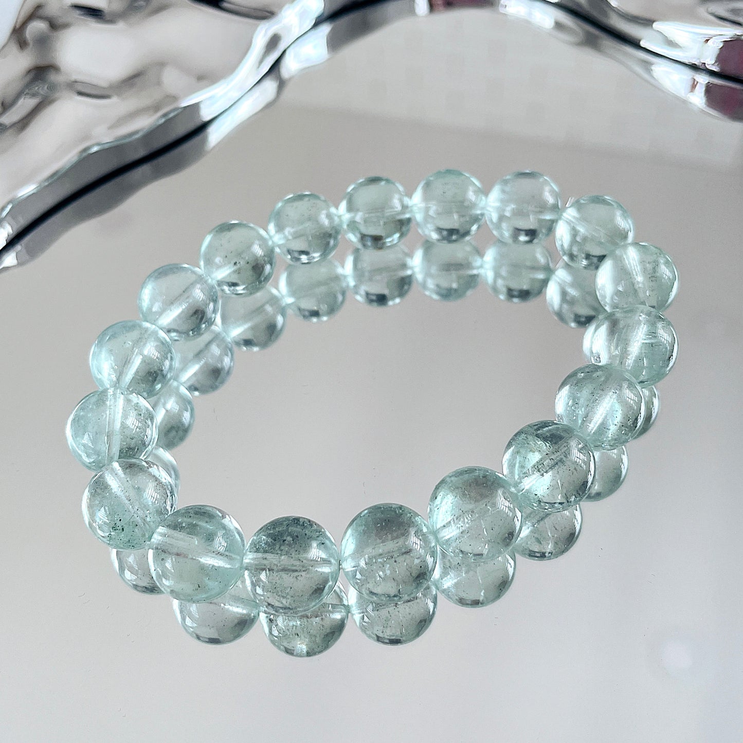 Rare Greenish Mint Aquamarine Bead Bracelet