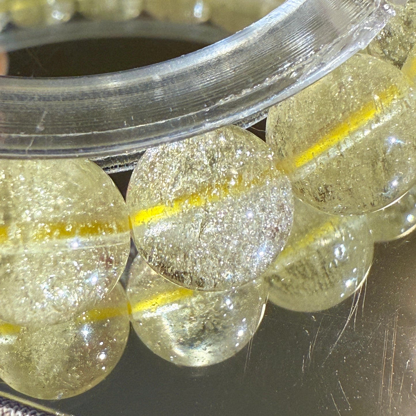 Collector Grade Libyan Gold Tektite Desert Glass 10mm Beaded Bracelet