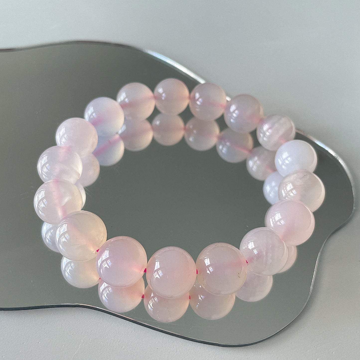 Pink Agate Bead Bracelet