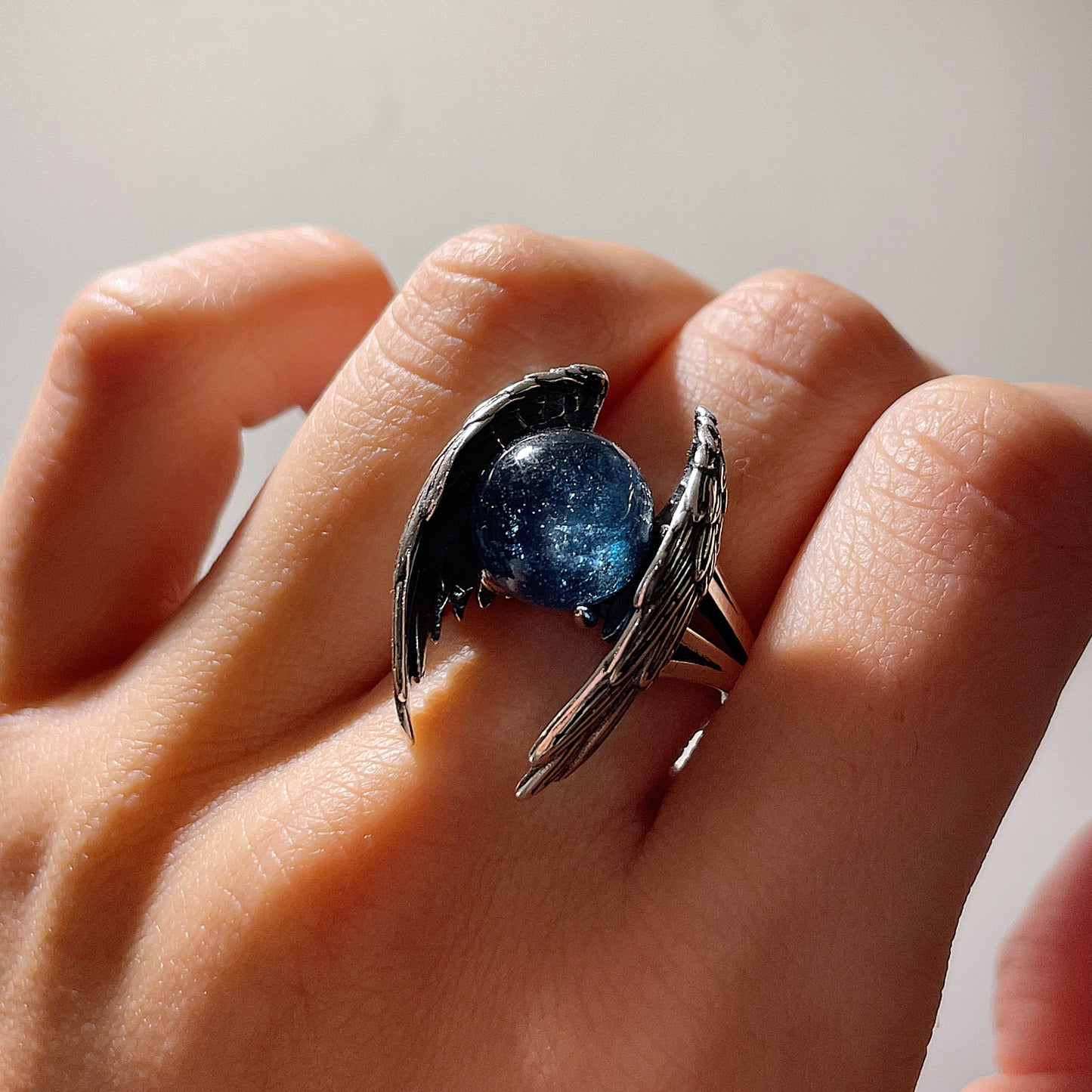 Devil Aquamarine Wings Ring
