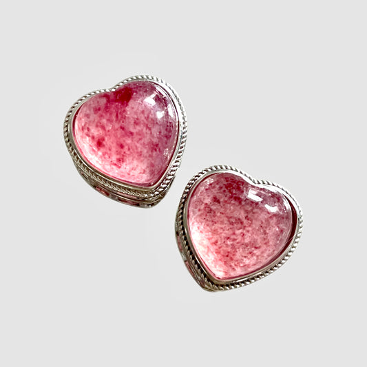 Strawberry Quartz Heart Silver Pandora Charm