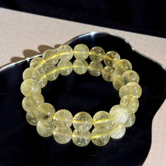 Collector Grade Libyan Gold Tektite Desert Glass 12mm Beaded Bracelet