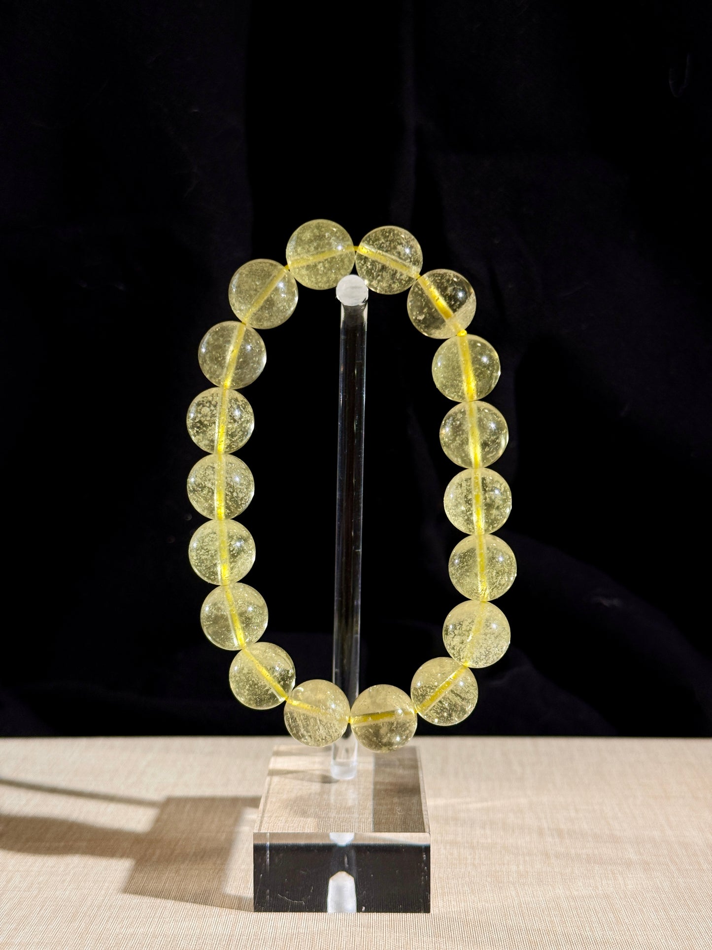 Collector Grade Libyan Gold Tektite Desert Glass 12mm Beaded Bracelet