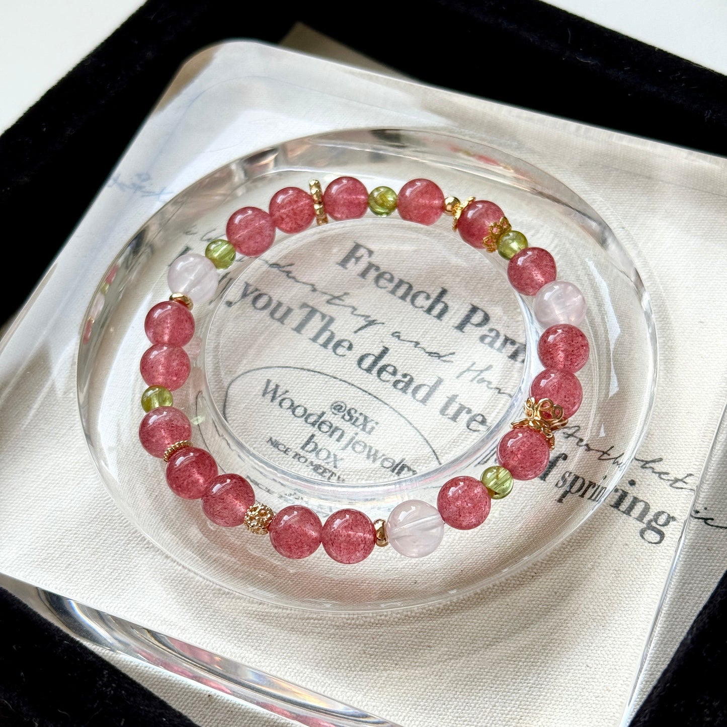 SPRING Strawberry Peridot Beaded Bracelet
