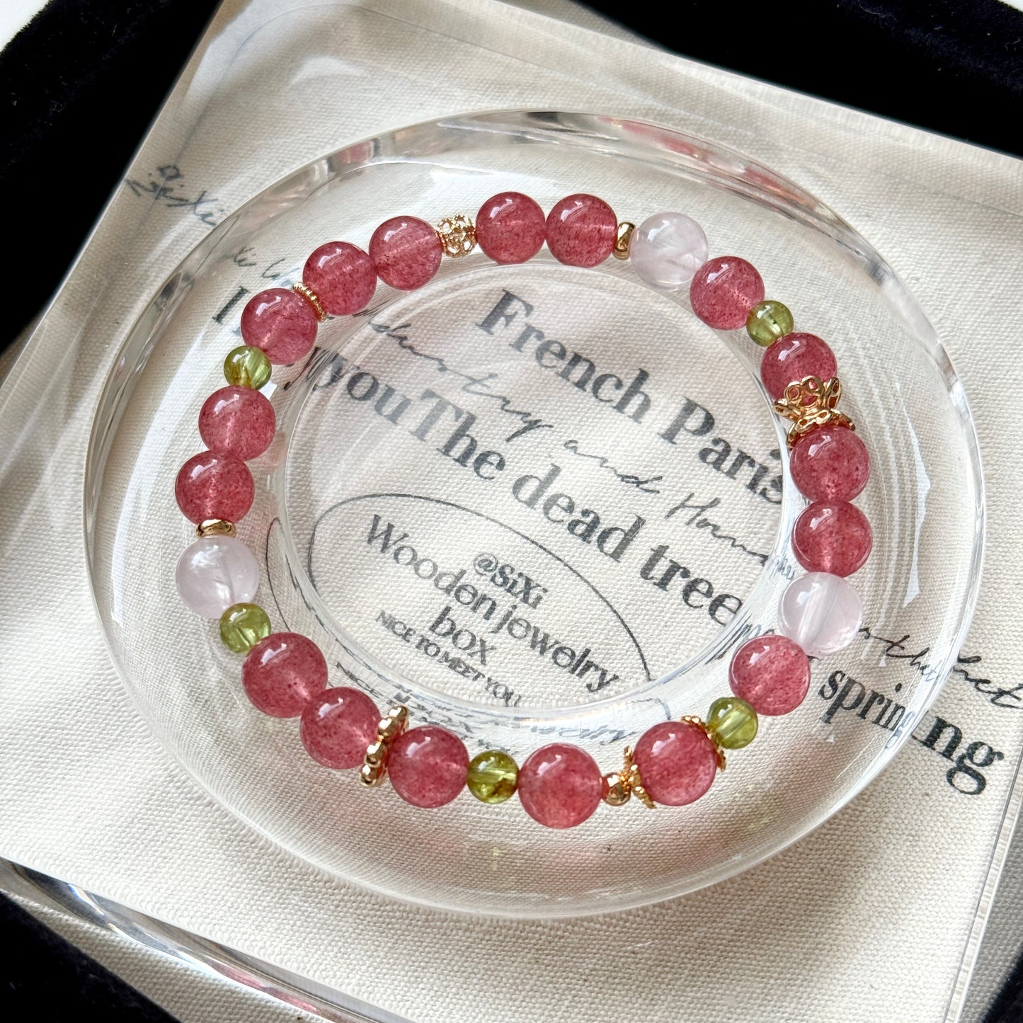 SPRING Strawberry Peridot Beaded Bracelet