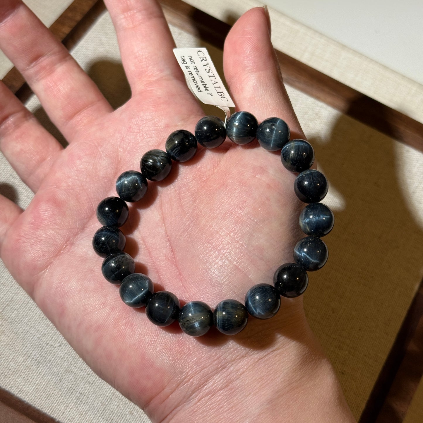 Blue Tiger Eye 9.6mm Beaded Bracelet