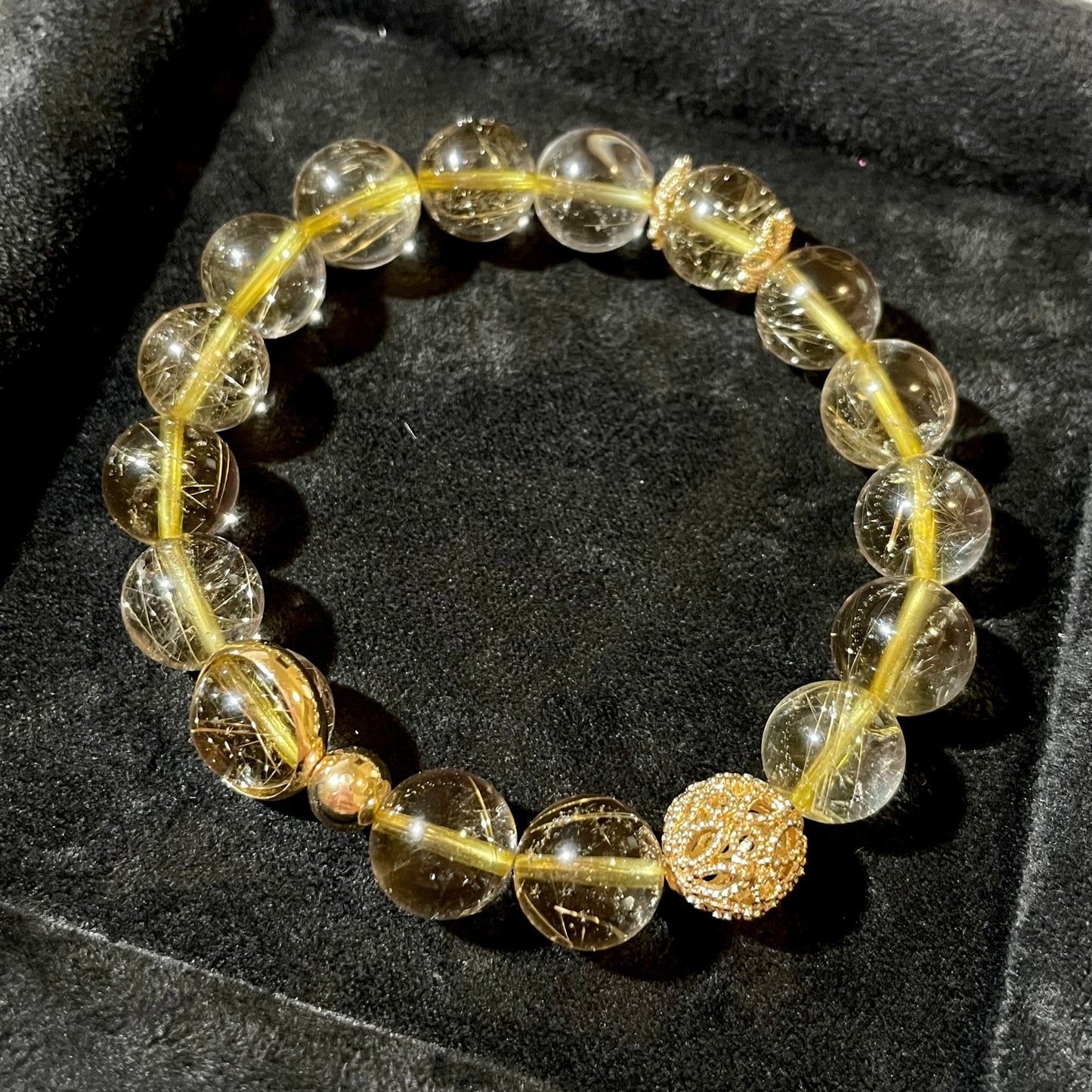 Golden Rutile Quartz Beaded Bracelet