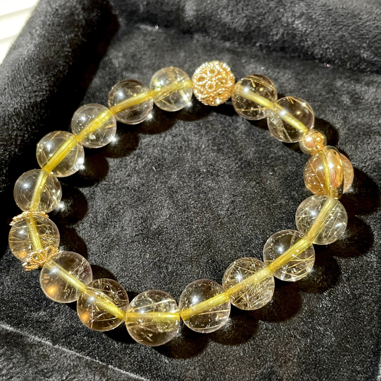 Golden Rutile Quartz Beaded Bracelet