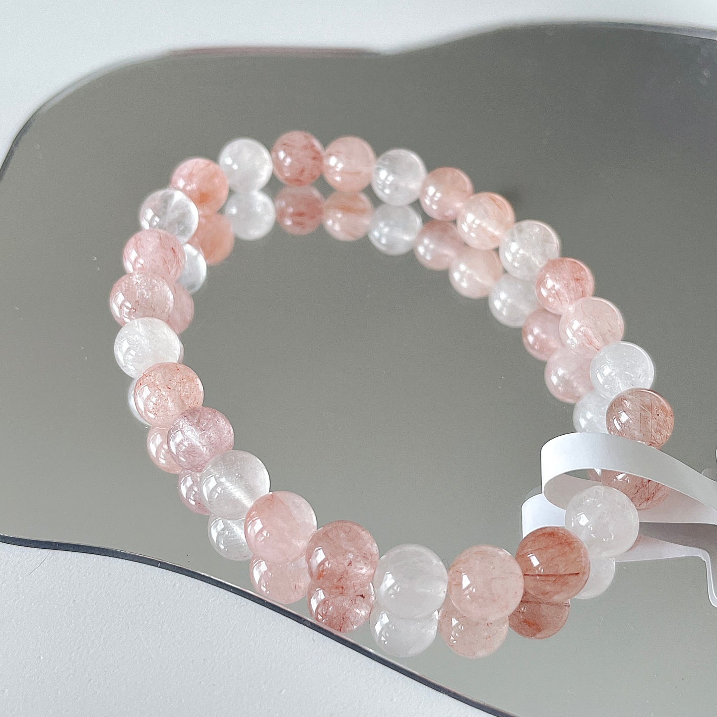 Pink Amphibole Bead Bracelet
