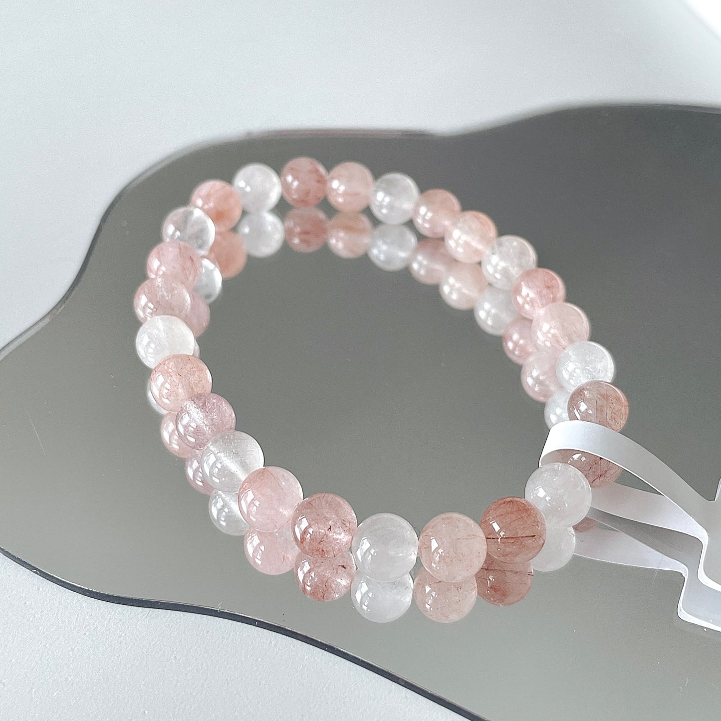 Pink Amphibole Bead Bracelet