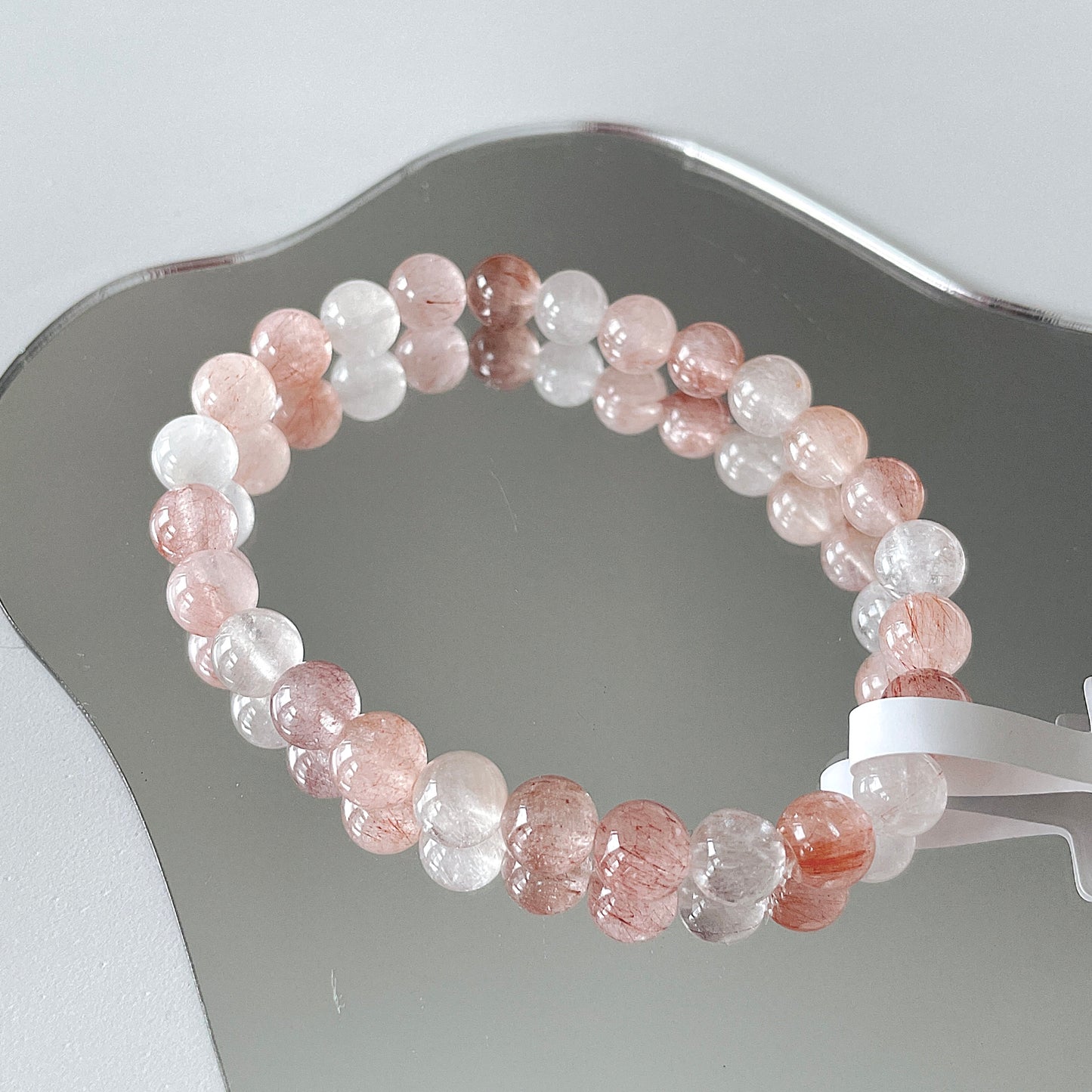 Pink Amphibole Bead Bracelet