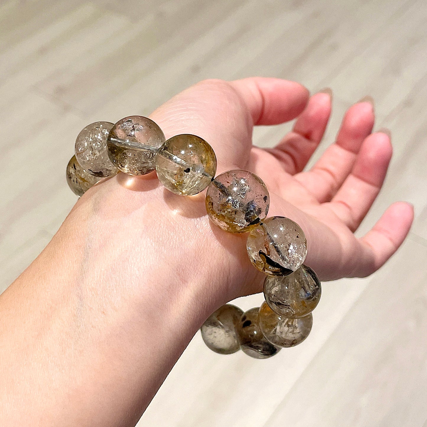 Black & Yellow Skeleton Herkimer Diamond Beaded Bracelet