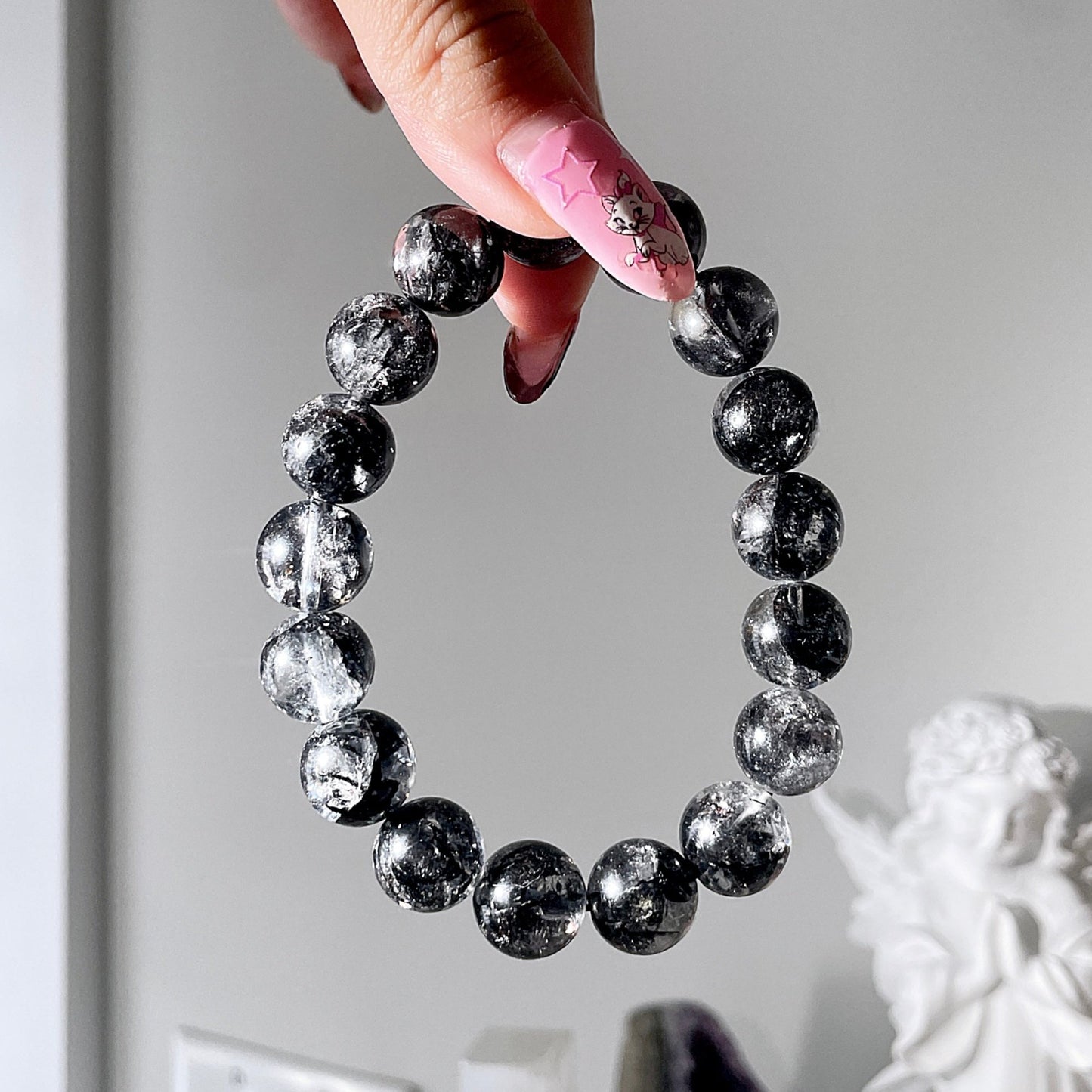 Black Herkimer Diamond Beaded Bracelet
