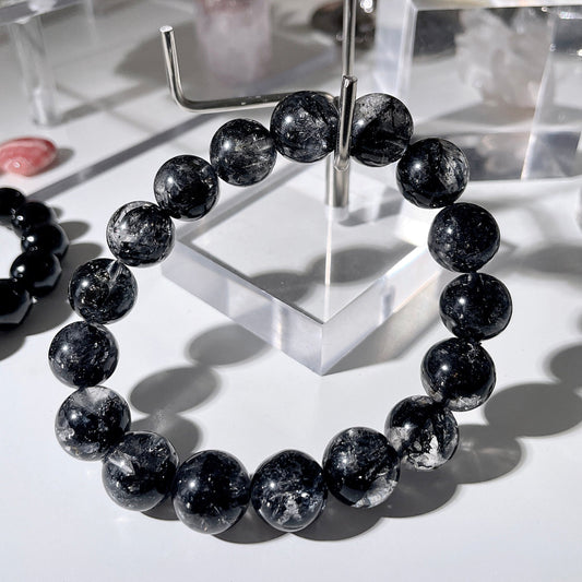 Black Herkimer Diamond Beaded Bracelet