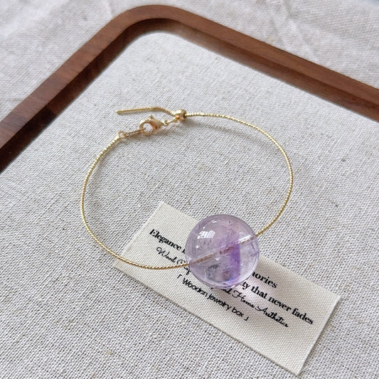 14k Gold Plated Lavender Amethyst Chain Bangle Bracelet
