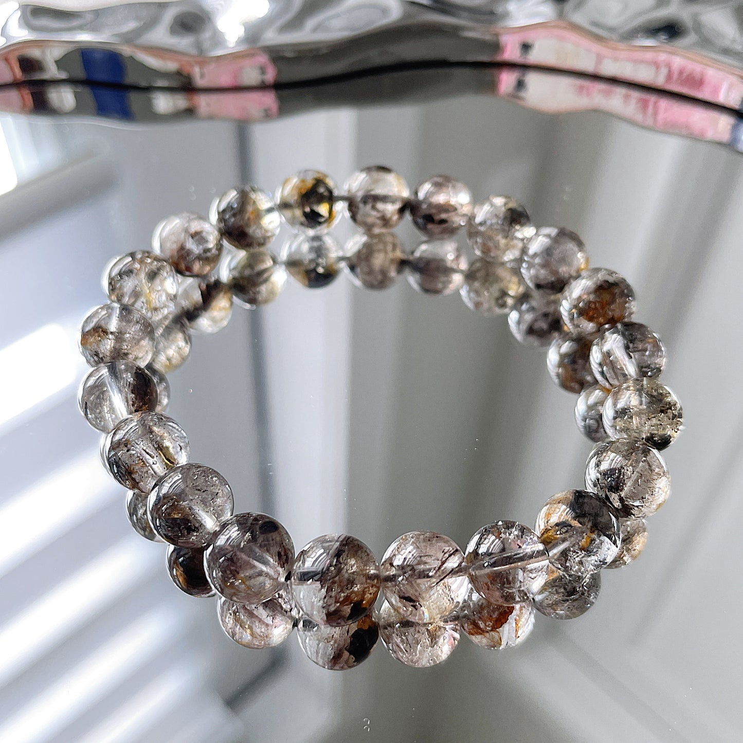 Black & Yellow Skeleton Herkimer Diamond Beaded Bracelet