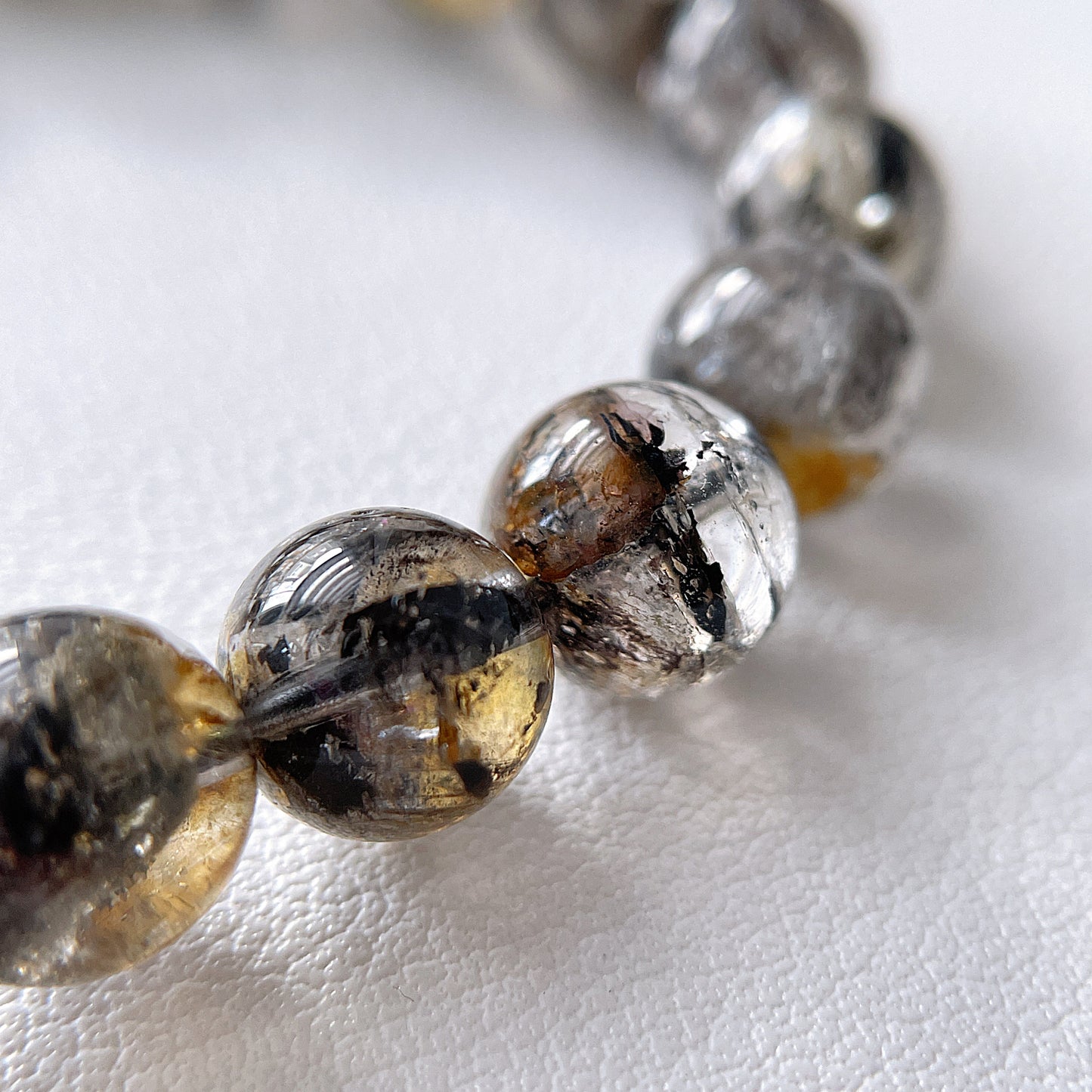 Black & Yellow Skeleton Herkimer Diamond Beaded Bracelet