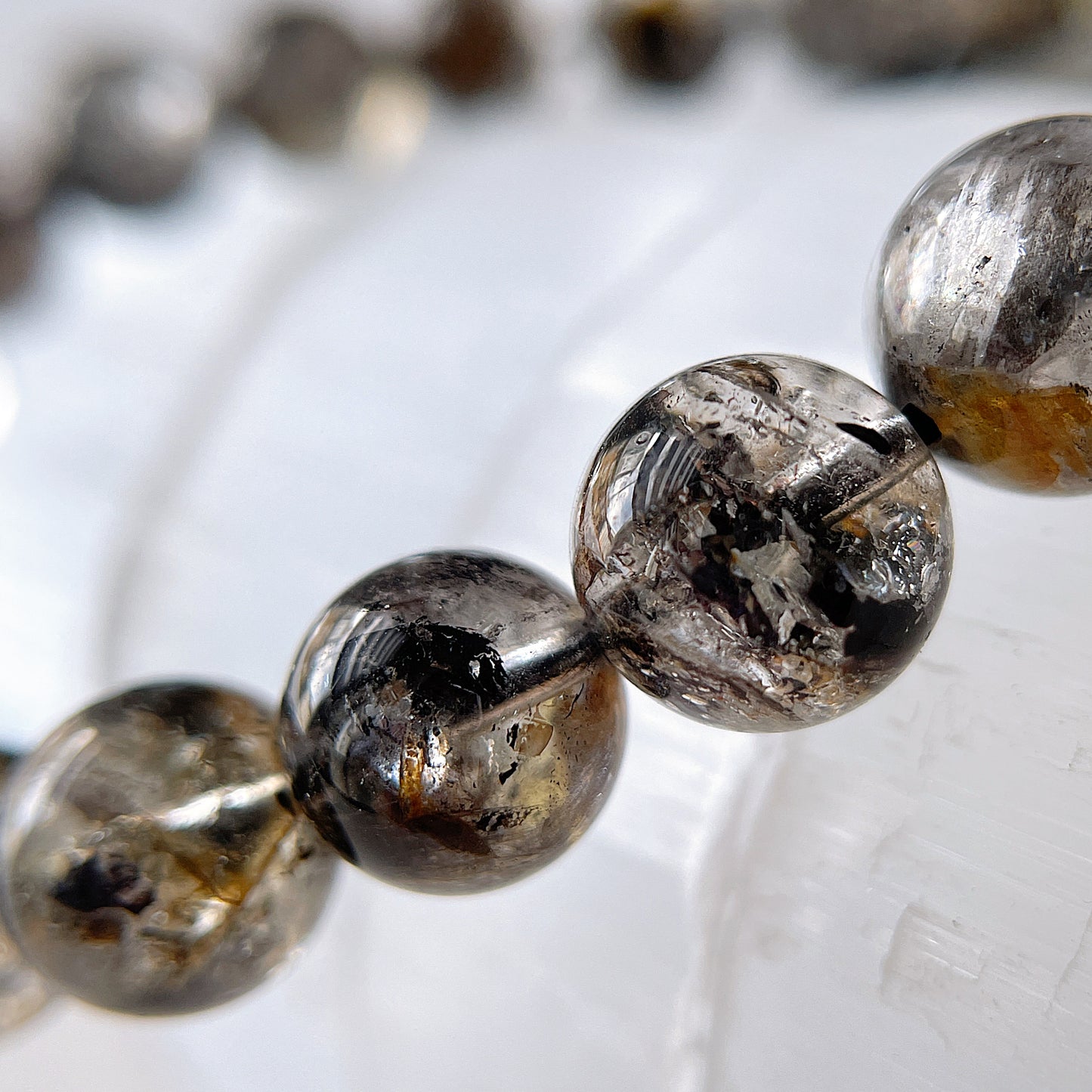 Black & Yellow Skeleton Herkimer Diamond Beaded Bracelet