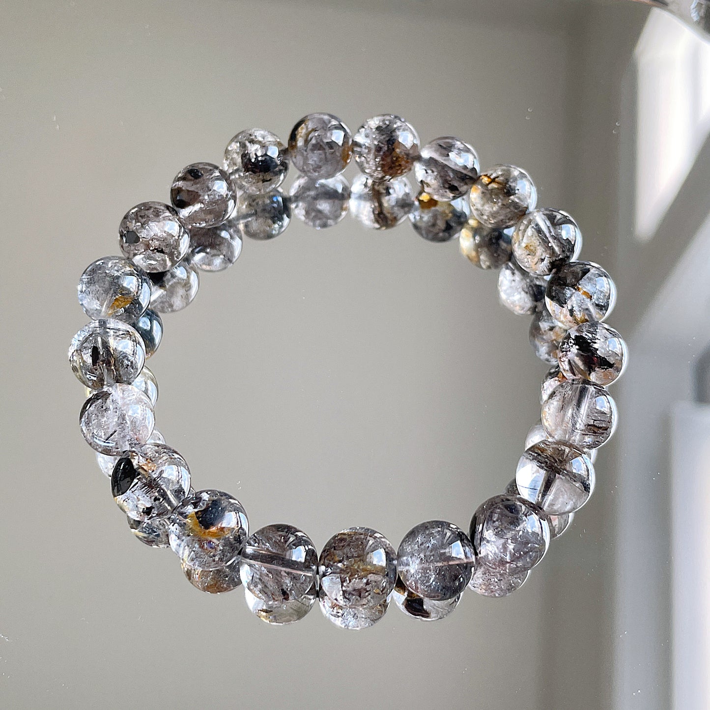 Black & Yellow Skeleton Herkimer Diamond Beaded Bracelet