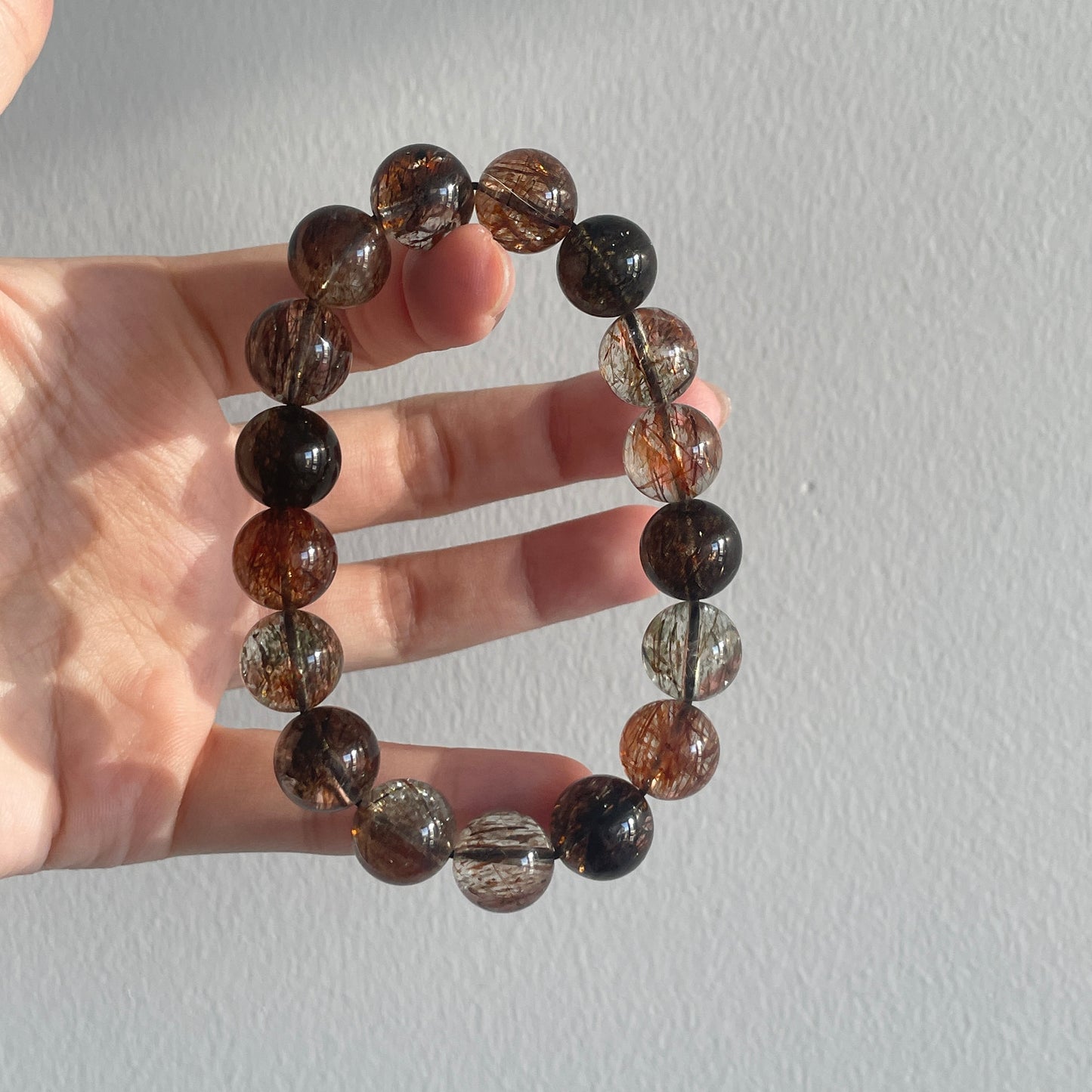 Black Gold Super Seven/ Rutilated Quartz Bead Bracelet