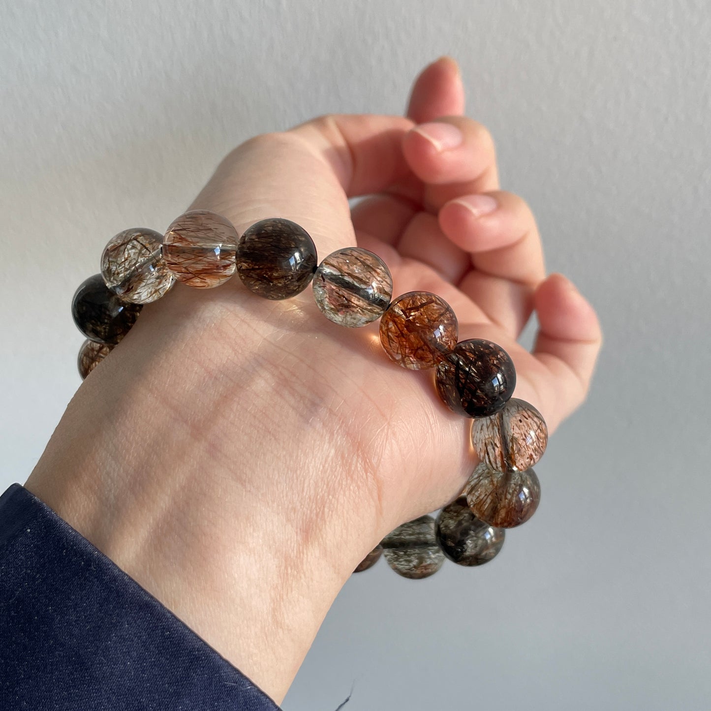 Black Gold Super Seven/ Rutilated Quartz Bead Bracelet