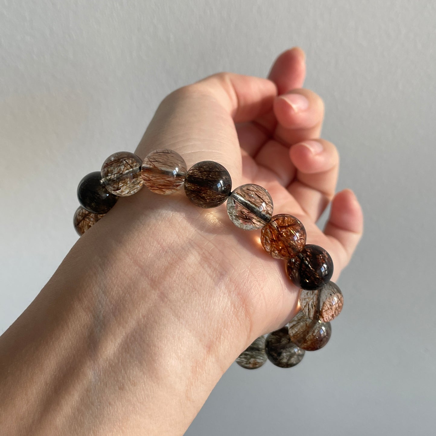 Black Gold Super Seven/ Rutilated Quartz Bead Bracelet