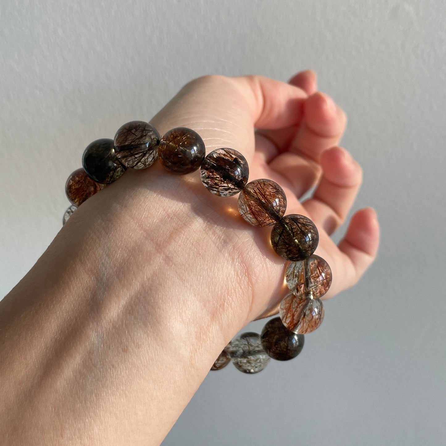 Black Gold Super Seven/ Rutilated Quartz Bead Bracelet