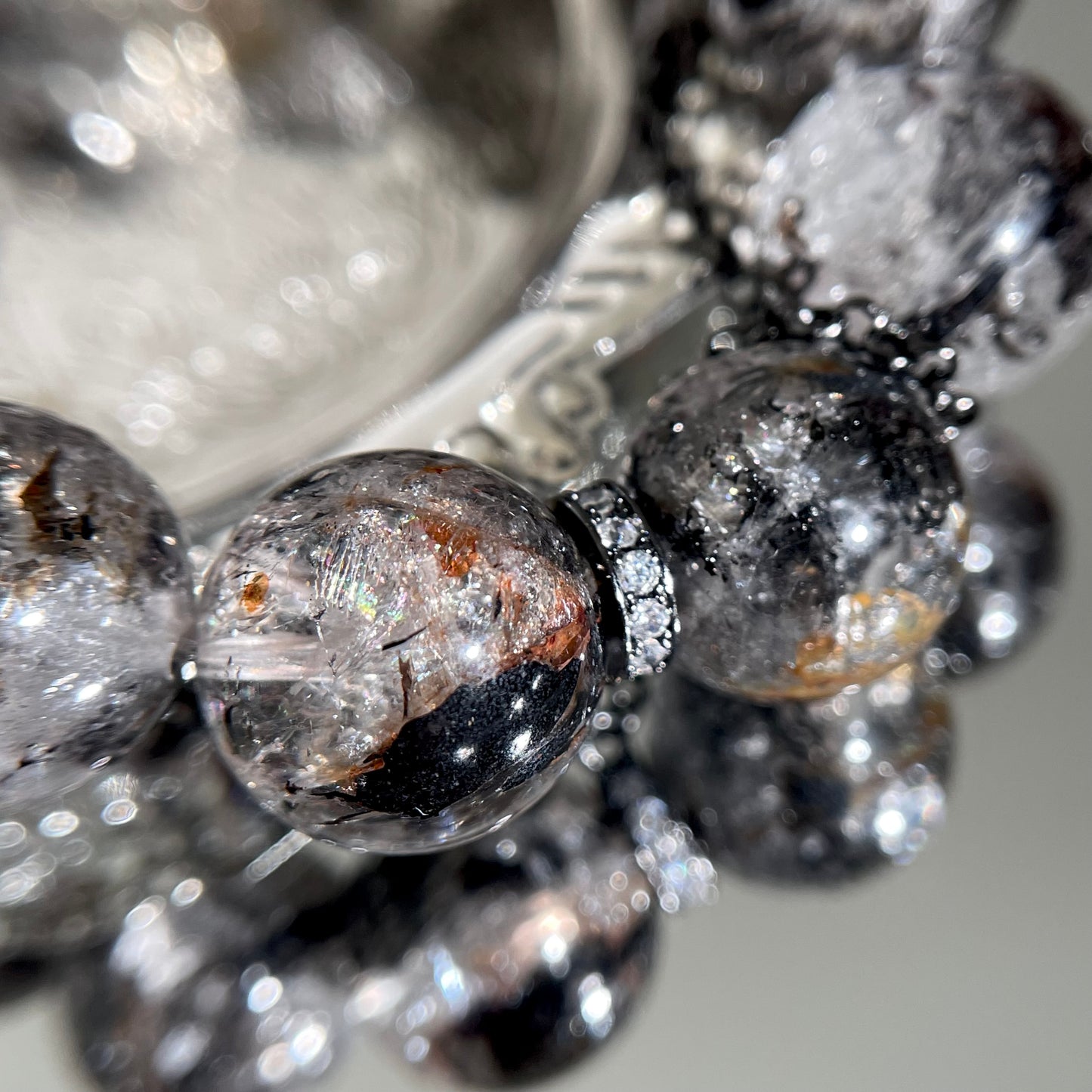 Yellow Black Herkimer Diamond Beaded Bracelet