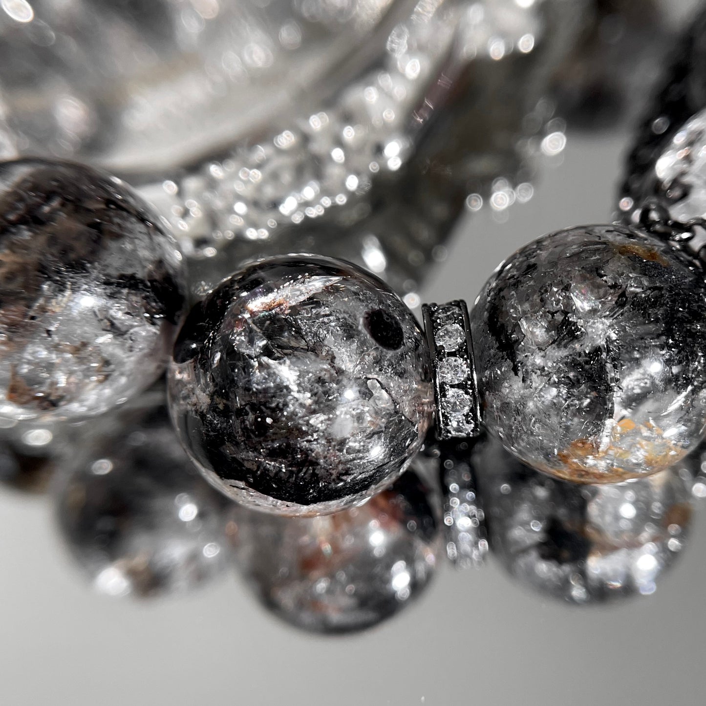 Yellow Black Herkimer Diamond Beaded Bracelet