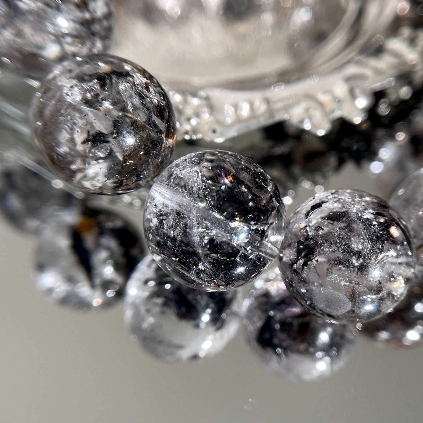 Yellow Black Herkimer Diamond Beaded Bracelet