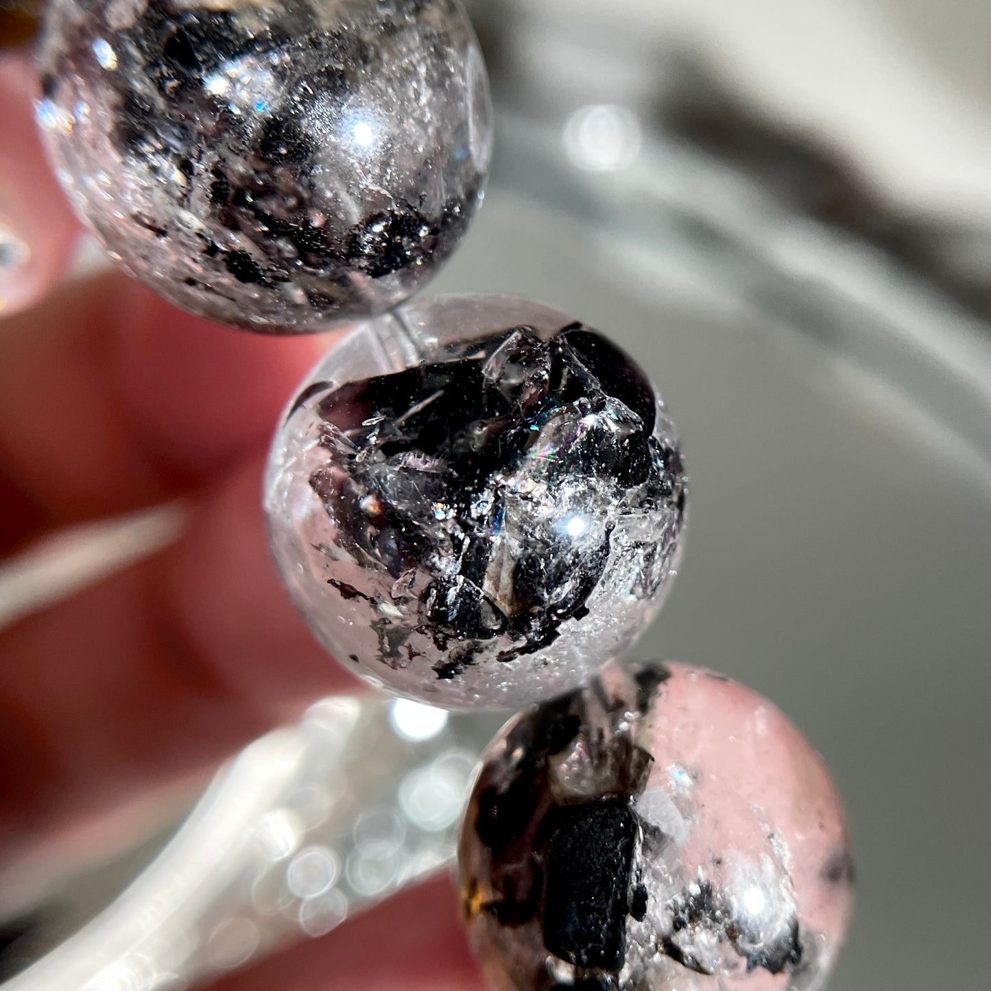 Yellow Black Herkimer Diamond Beaded Bracelet