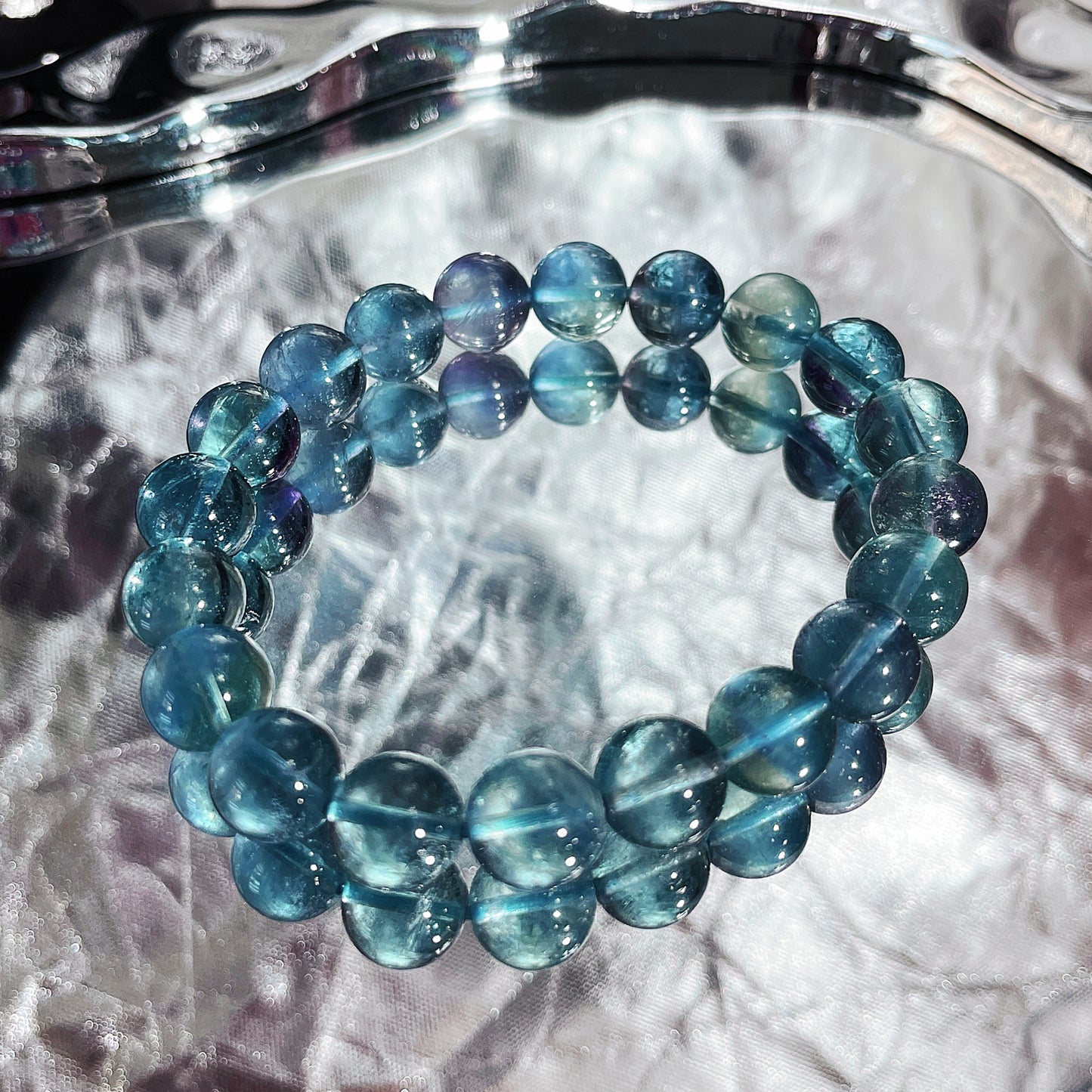 Greenish Blue Fluorite Beaded Bracelet
