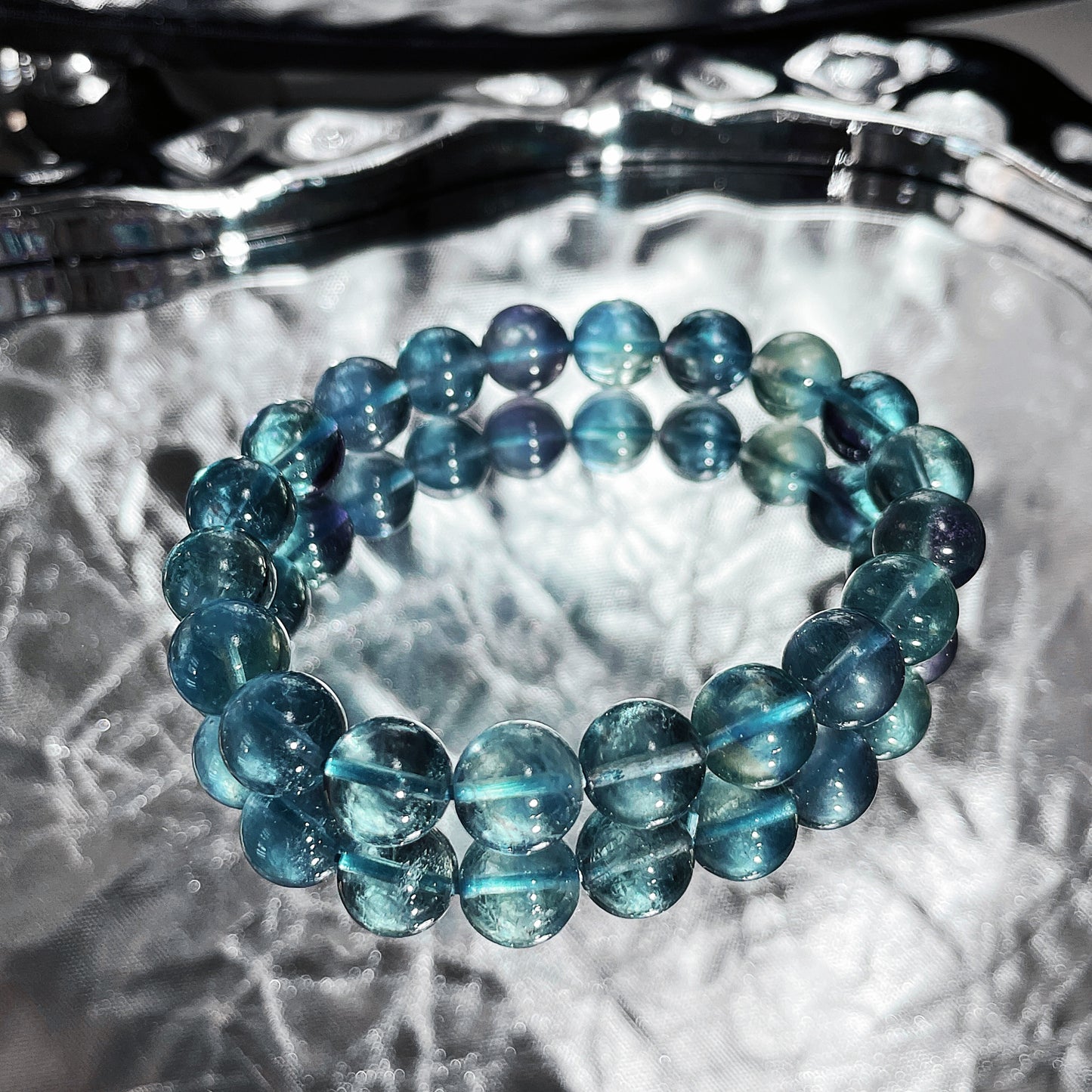 Greenish Blue Fluorite Beaded Bracelet