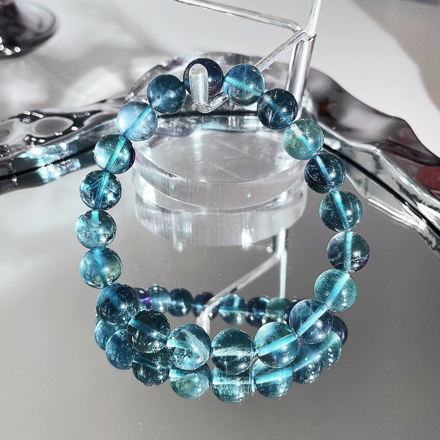 Greenish Blue Fluorite Beaded Bracelet
