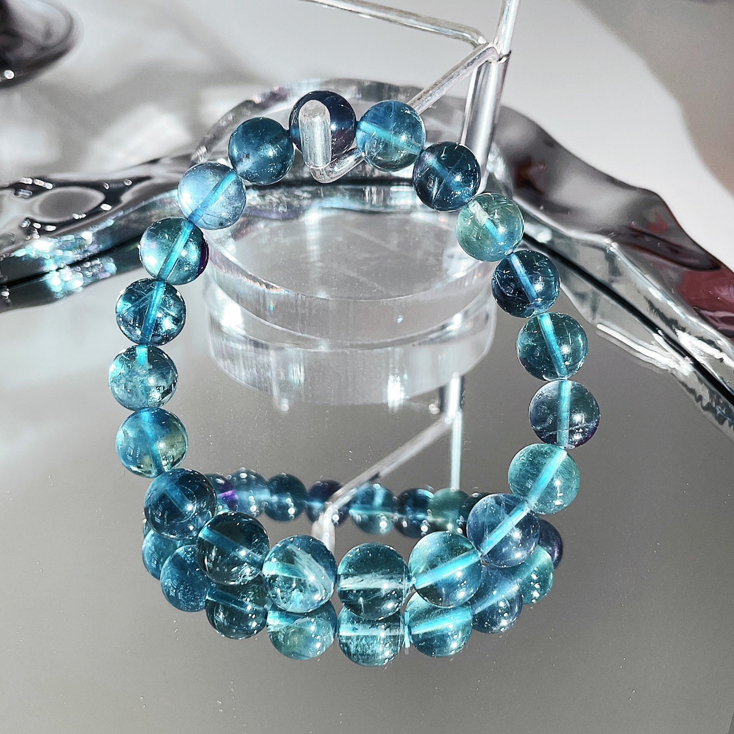 Greenish Blue Fluorite Beaded Bracelet