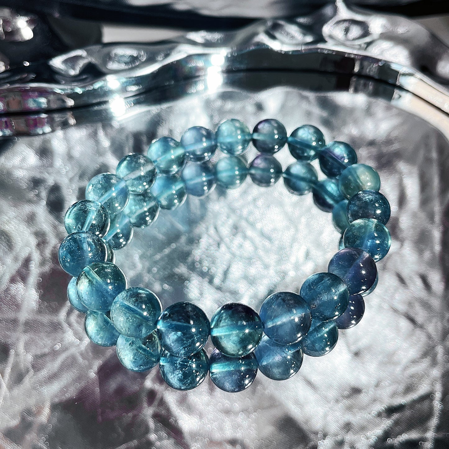 Greenish Blue Fluorite Beaded Bracelet