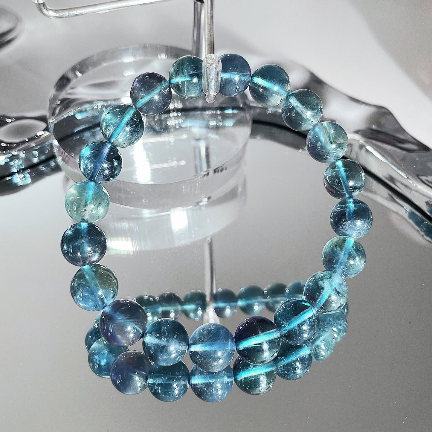 Greenish Blue Fluorite Beaded Bracelet