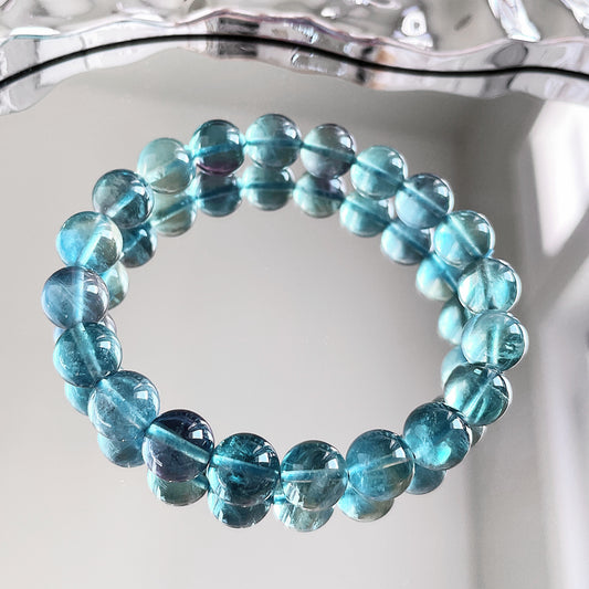 Greenish Blue Fluorite Beaded Bracelet