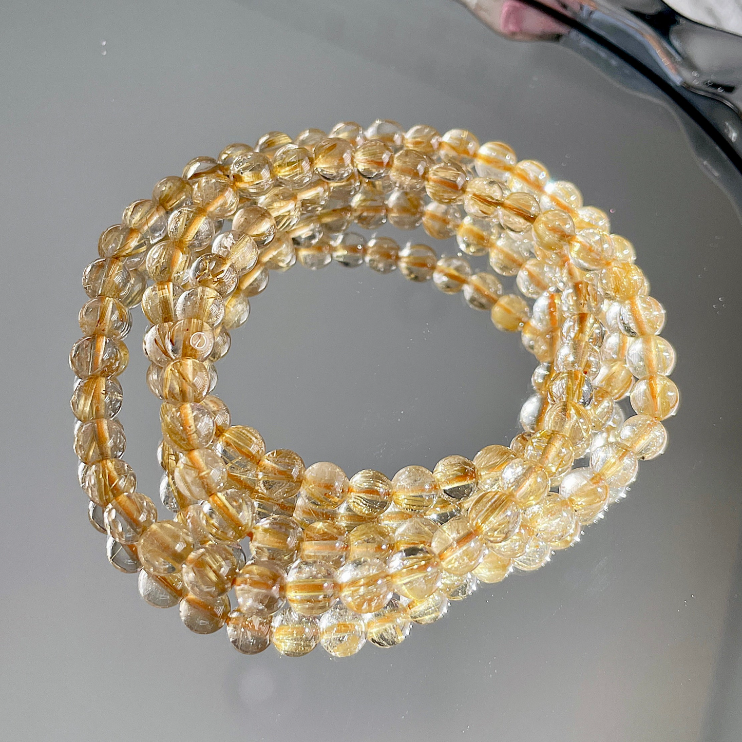 3 Laps Golden Rutile Quartz Beaded Bracelet