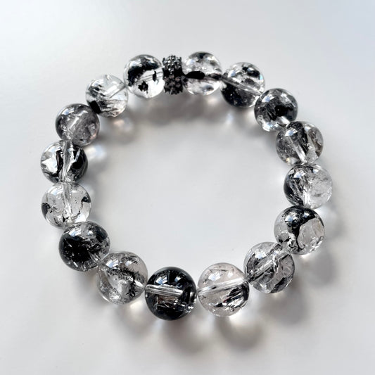 Black Herkimer Diamond Beaded Bracelet