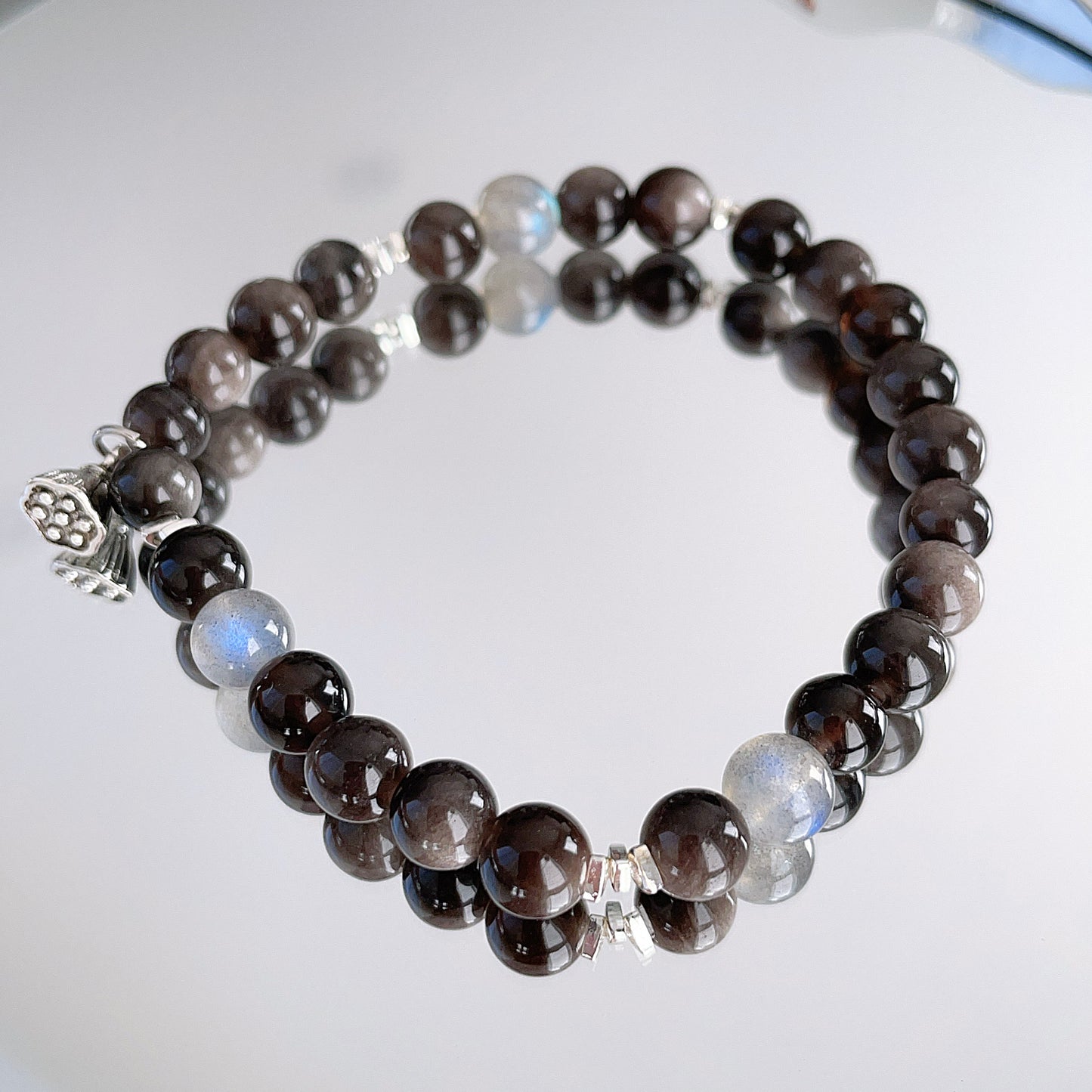 Obsidian Labradorite Beaded Bracelet